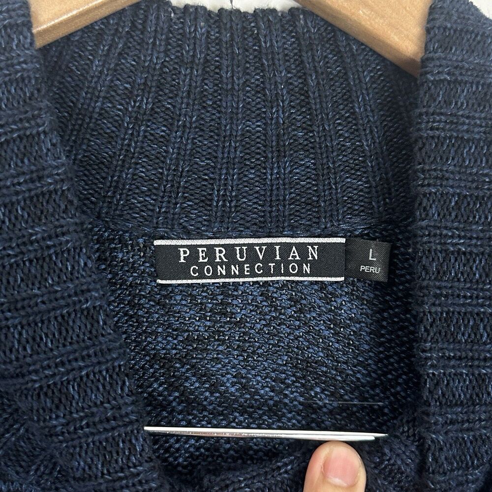 Peruvian Connection Ombre Blue Pima Cotton Cardigan Sweater Boho Size Large - Picture 6 of 12